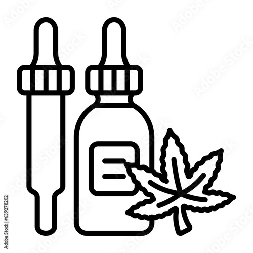 Essential Tinctures and Serum 100 ml vector outline design, hallucinogen and stimulant symbol, thca and cbda sign, psychoactive nature drug stock illustration, Weed Oil Bottle with Dropper concept