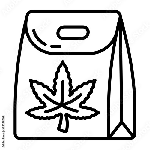 Ready to Deliver Bedrocan vector outline design, hallucinogen and stimulant symbol, thca and cbda sign, psychoactive nature drug stock illustration, Dried flower buds Packaging concept
