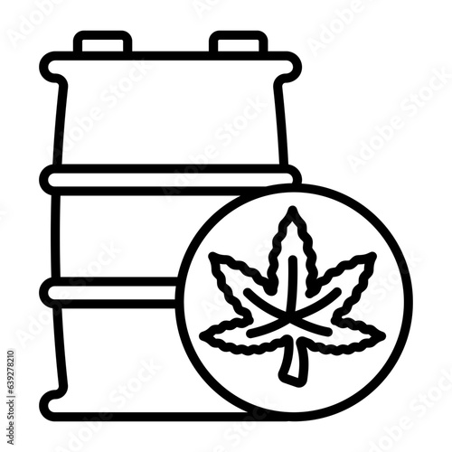 Hemp ethanol methanol barrel vector outline design, hallucinogen and stimulant symbol, thca and cbda sign, psychoactive nature drug stock illustration, Hemp biodiesel concept