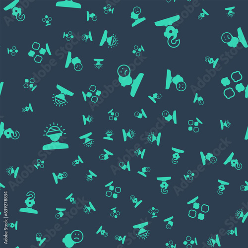 Set Sad and depressed man, bad mood, Human with question mark, Concussion, headache and Schizophrenia on seamless pattern. Vector