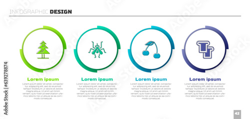 Set Tree, Mosquito, Cherry and Bread toast. Business infographic template. Vector