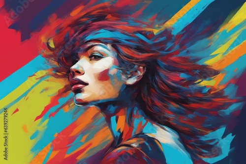 Abstract art of woman with long hair