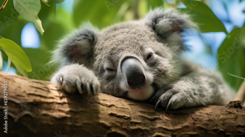 Koala resting in a eucalyptus tree 