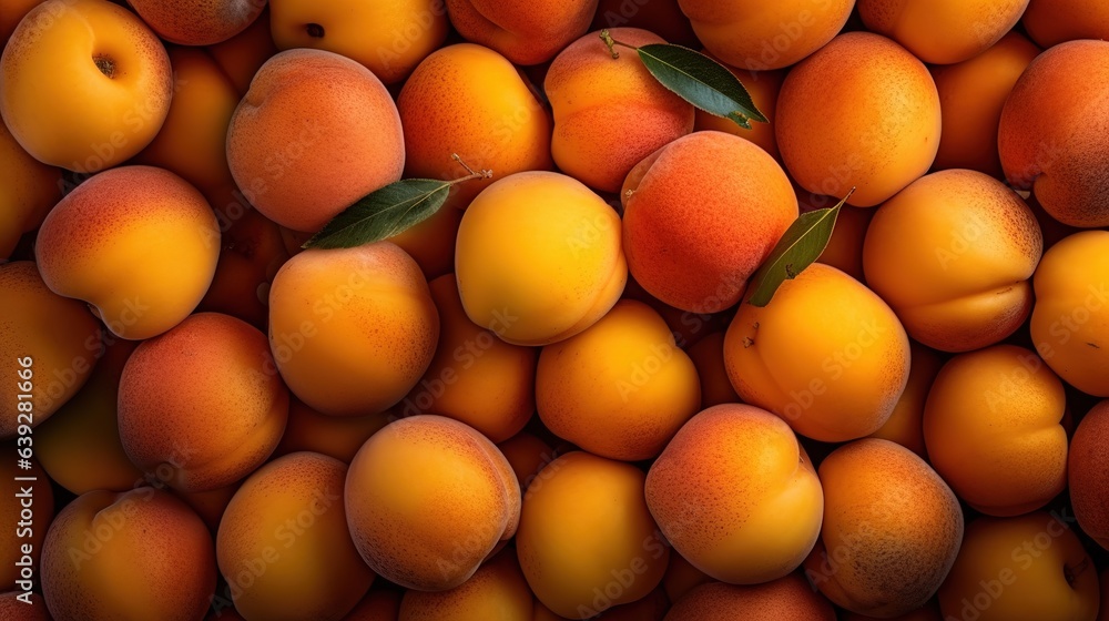 Realistic photo of a bunch of apricots. top view fruit scenery Realistic photo of a bunch of apricots. top view fruit scenery