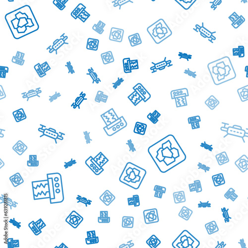 Set line Seismograph, Gold nugget and Drone on seamless pattern. Vector
