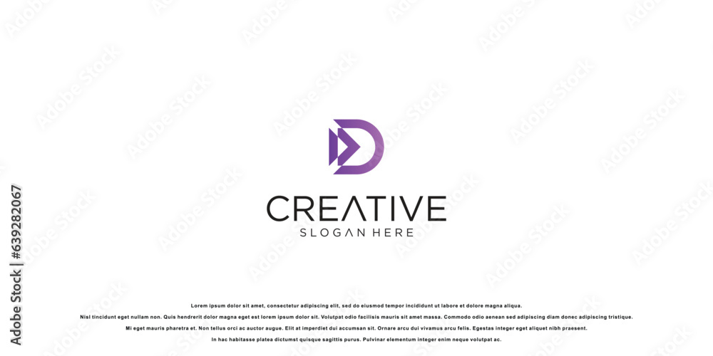 Simple abstract letter D logo design with modern concept| premium vector