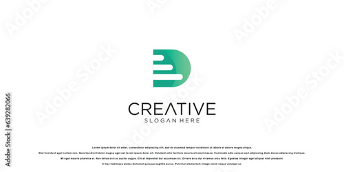Simple abstract letter D logo design with modern concept| premium vector