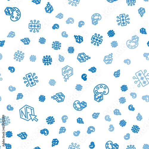 Set line NFT Digital crypto art, and Cyber security on seamless pattern. Vector