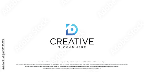 Simple abstract letter D logo design with modern concept| premium vector