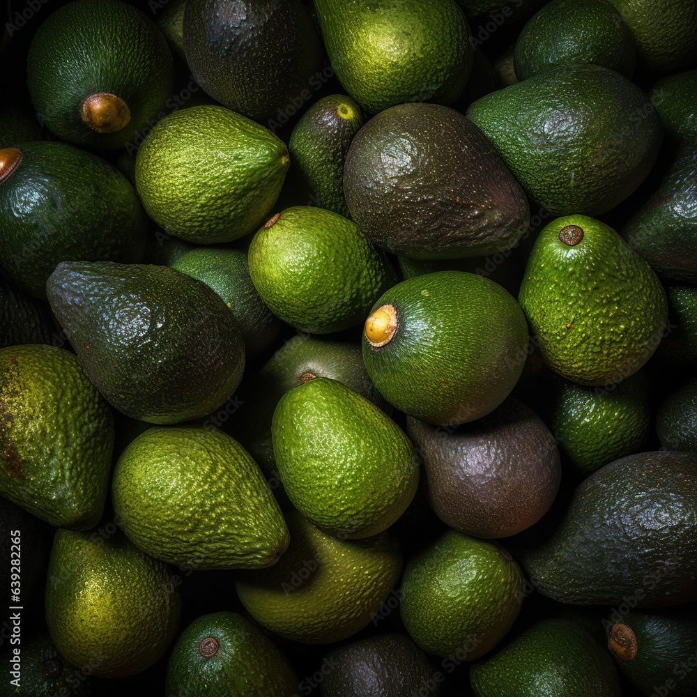 Realistic photo of a bunch of avocados. top view fruit scenery Realistic photo of a bunch of avocados. top view fruit scenery