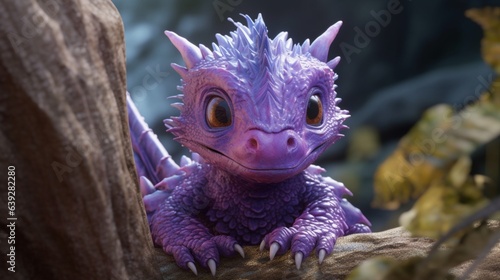 photorealistic rendering of a purple baby dragon.Generative AI