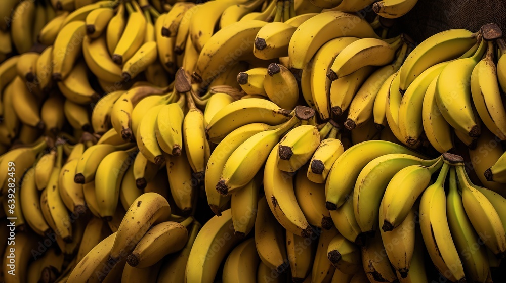 Realistic photo of a bunch of bananas. top view fruit scenery Realistic photo of a bunch of bananas. top view fruit scenery
