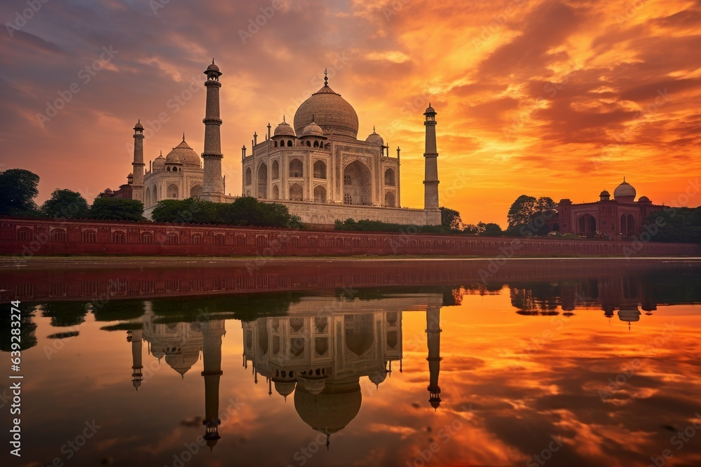 Taj Mahal Sunset Reflection