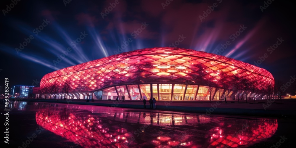 Allianz Arena Football Glow - obrazy, fototapety, plakaty 