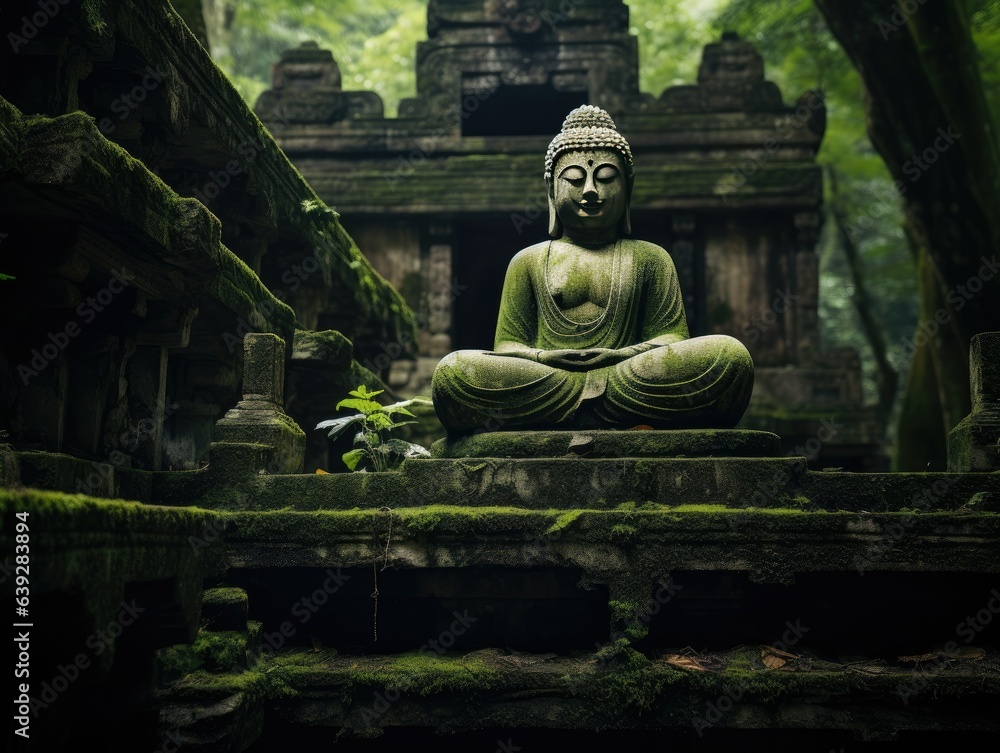 Buddha Amidst Temple Ruins
