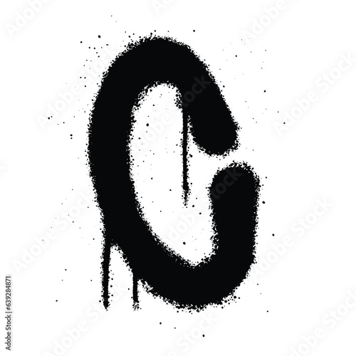 Graffiti spray paint Alphabet C Isolated Vector