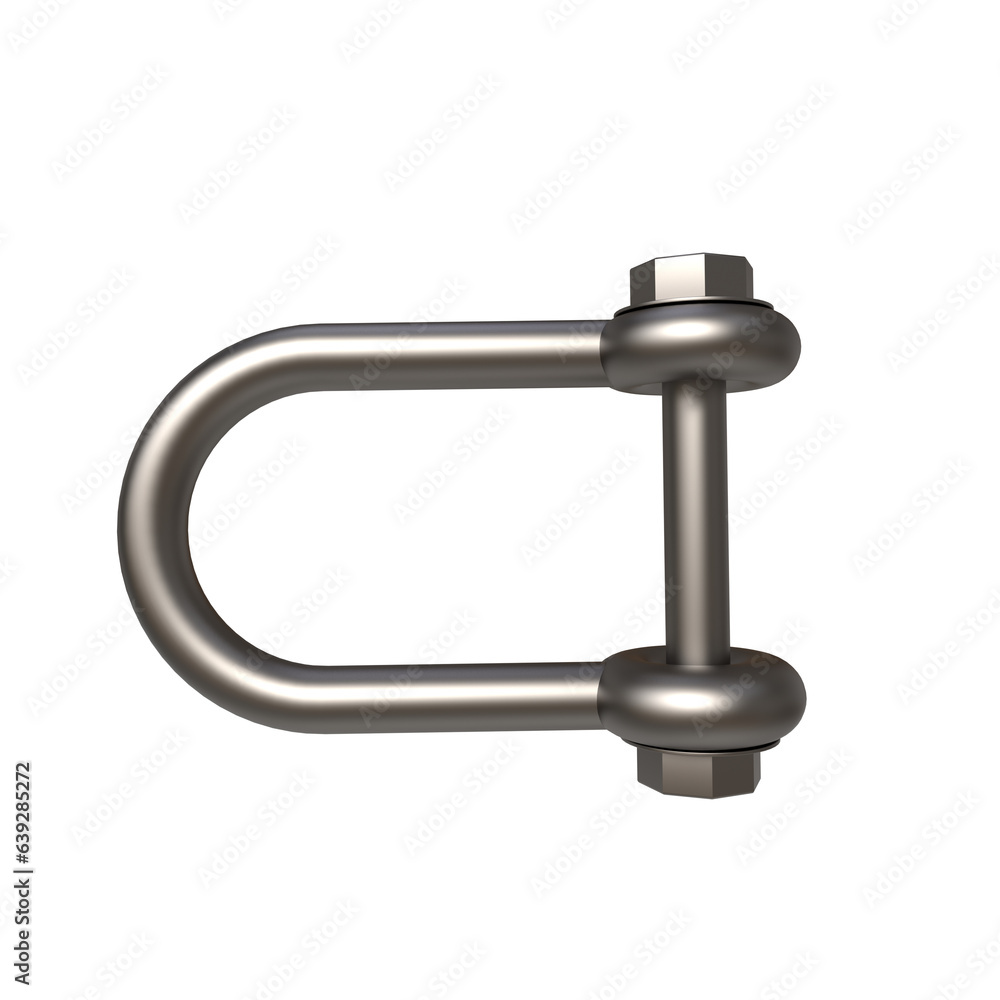 High-Quality 3D Render of Metal Mild Steel D Shackle - Industrial Hardware Illustration High-Quality 3D Render of Metal Mild Steel D Shackle - Industrial Hardware Illustration