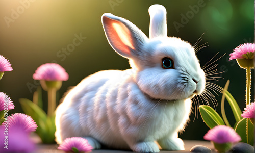 Elegant Beauty of Embroidered Rabbits.(Generative AI)