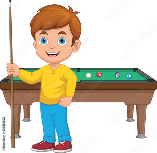 boy playing billiard