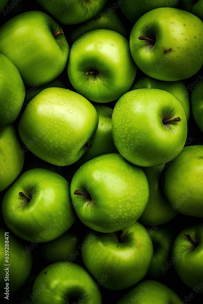 Realistic photo of a bunch of green apples. top view fruit scenery Realistic photo of a bunch of green apples. top view fruit scenery