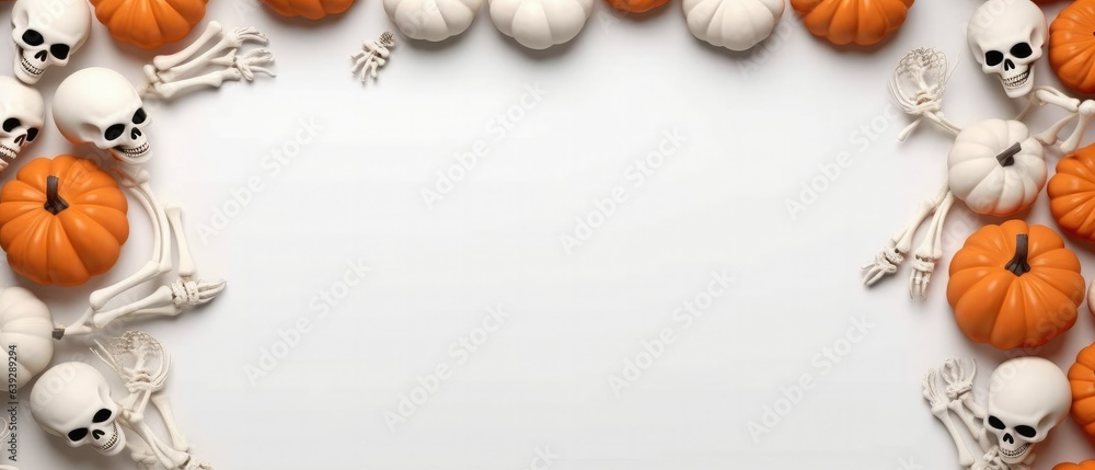 flat lay top view spiderweb halloween border background flat lay top view spiderweb halloween border background