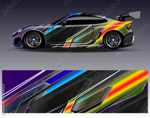 Race car wrap decal designs. Abstract racing and sport background for car livery or daily use car vinyl sticker