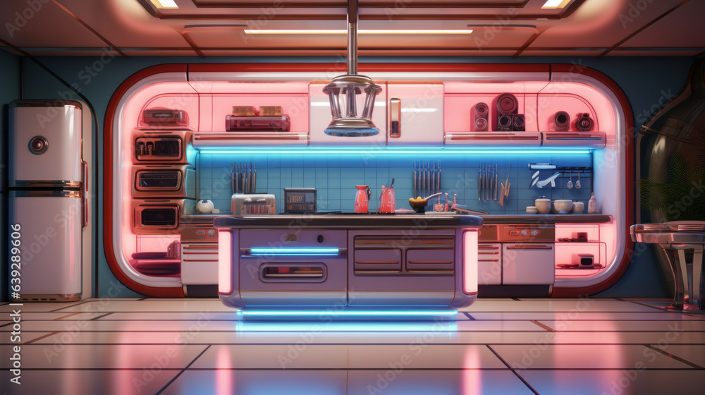Futuristic kitchen, background, metaverse, virtual background ...