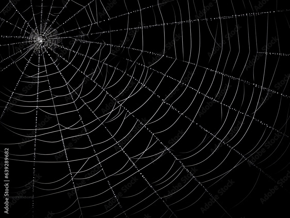 Naklejka premium Cobweb collection isolated on black transparent background. Halloween design web, AI generator