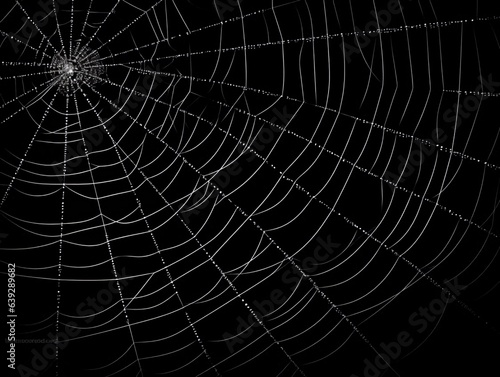 Cobweb collection isolated on black transparent background. Halloween design web, AI generator