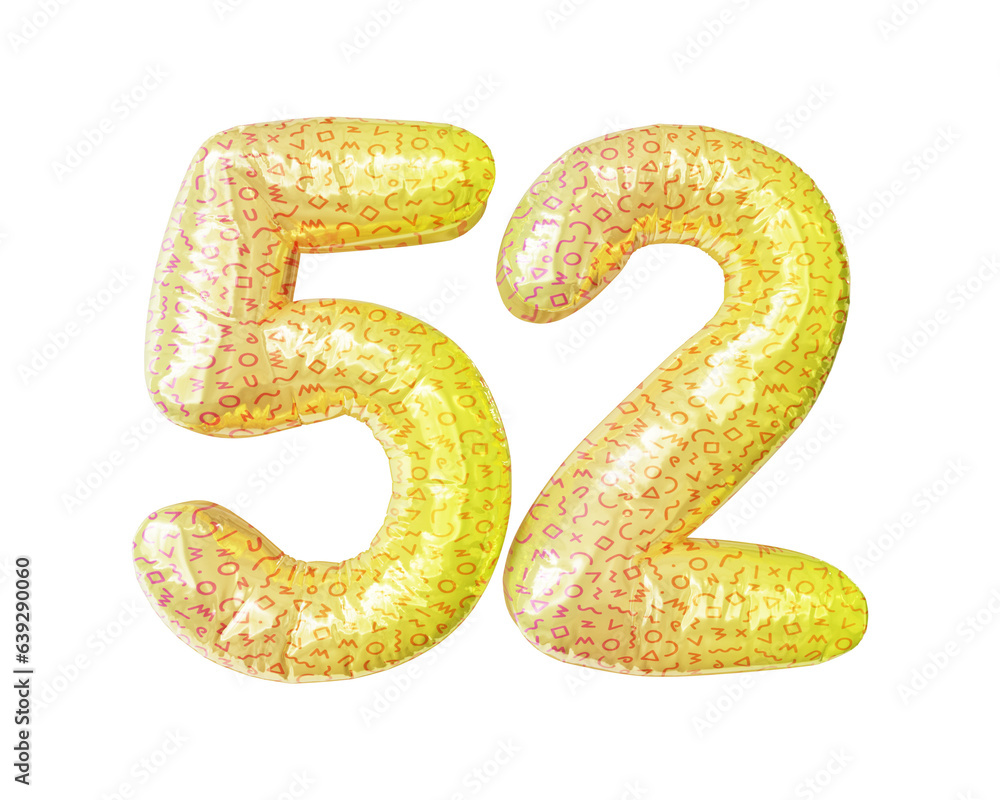 Kids 3d Number 52 illustration Stock Illustration | Adobe Stock