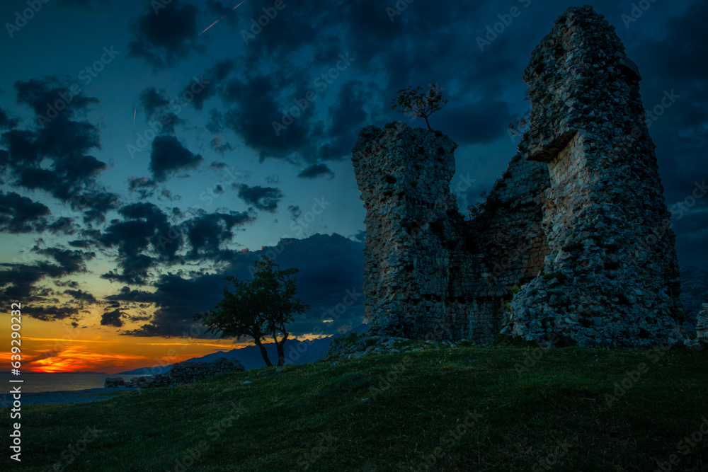Old fortress at sunset