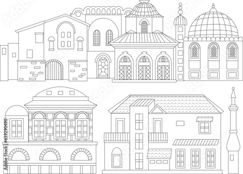 coloring book page for adult and children. collection of europea