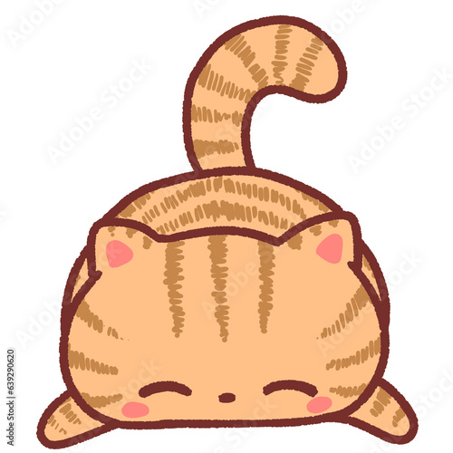 Ginger cat sleeps comfortably.