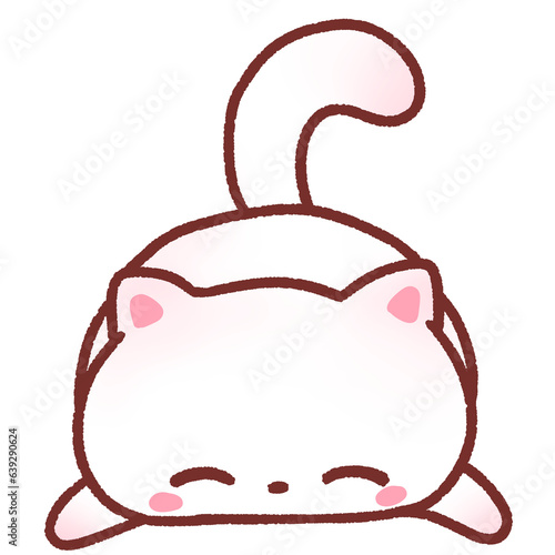 White cat sleeps comfortably.