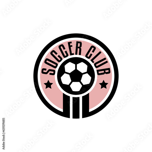 football logo badge with a soccer ball illustration. sport team logo vector template.