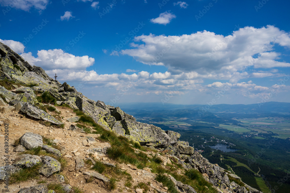 View of Strbske Pleso from the top of Predne Solisko. Slovakia.