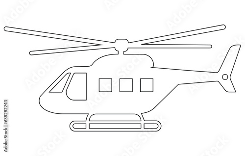 Helicopter Icon Outline Vector illustration, Outline drawing of helicopter, Helicopter icon in thin outline style,
