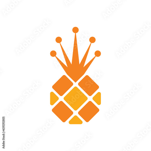 Crown pineapple logo vector. Pineapple Fruit with Crown Logo Concept.