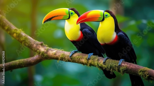 Toucan sitting on the branch in the forest © Sasint
