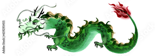 龍　年賀状 デザイン　2024年 辰年 年賀状用手描き筆描き和風イラスト