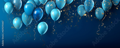 Foto Festive sweet blue balloons background banner celebration theme