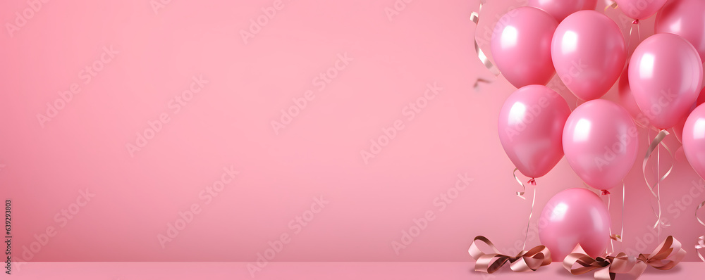Festive sweet pink balloons background banner celebration theme