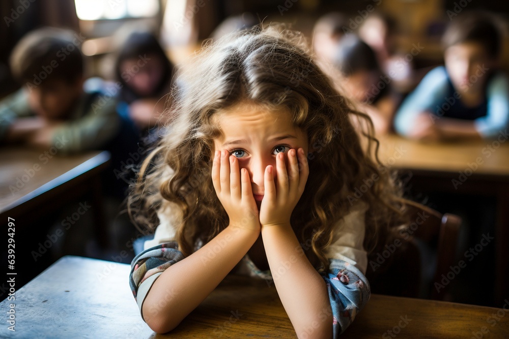 Kinder mit Problemen in der Schule, Schulstress und Lernprobleme Stock ...
