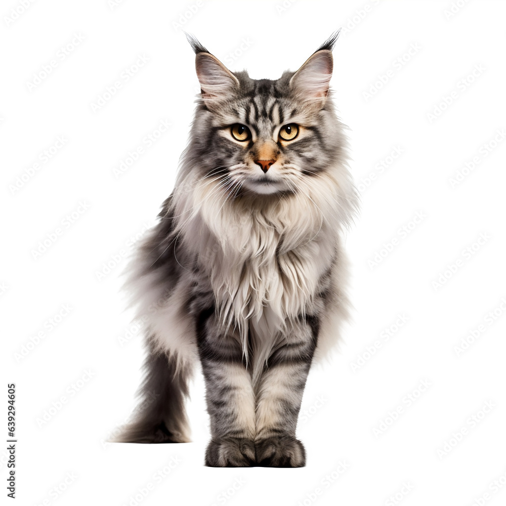 Chat Maine Coon en transparence, sans background