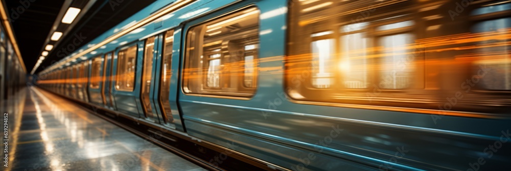 Subway train in motion. Generative AI Subway train in motion. Generative AI