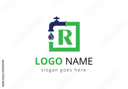 Letter R Plumber Logo Design.