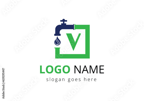 Letter V Plumber Logo Design.