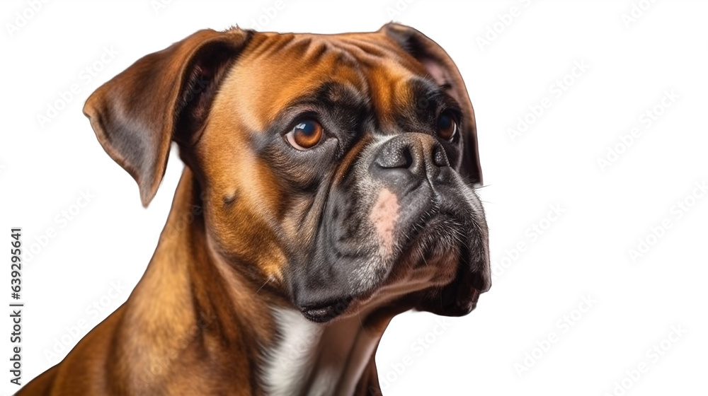 Chien boxer en transparence, sans background