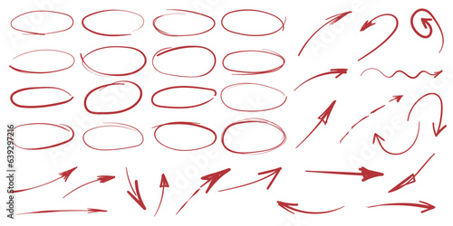 Circle line sketch and arrow icon in hand drawn style. Circular scribble doodle vector illustration on isolated background. Pencil or pen bubble sign business concept.