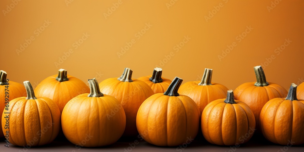 Pumpkins with fall leaves over wooden background. Pumpkins with fall leaves over wooden background.